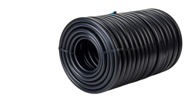 Drip irrigation pipe roll, isolated on transparent background