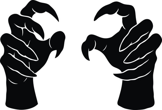 Claws, Horror, Halloween, Gothic, Monster Hands Spooky Silhouette Illustration