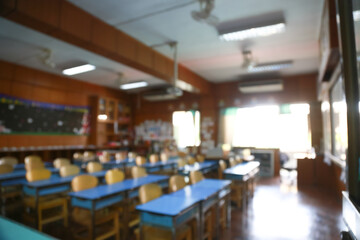 abstract blurred classroom background.