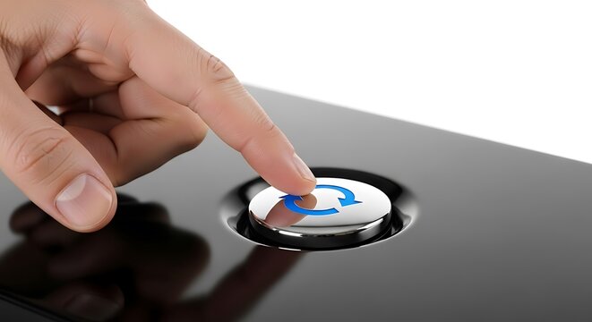 Finger Pressing Circular Arrow Button