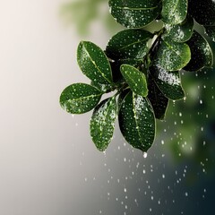 Closeup of Dripping Green Leaves After a Tropical Rain