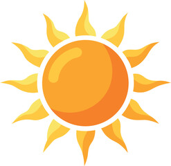 Glossy Sun Shape Icon for Vacation or Weather Concept