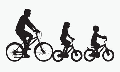 Obraz premium Bike ride with kids in silhouette