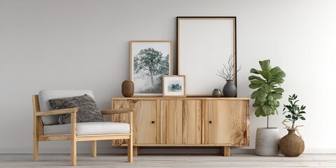 Capturing the essence of a serene home framed art and lush plants create a tranquil and inviting