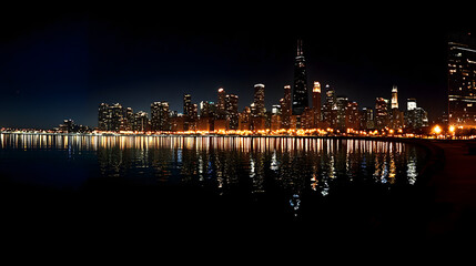 Fototapeta premium Chicago Downtown at Night