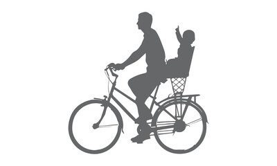 Fototapeta premium Bike ride with kids in silhouette