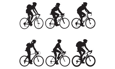 Bike ride with  kids in silhouette