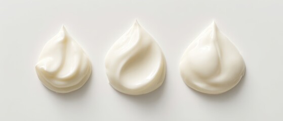 The elegant arrangement of creamy white dollops on a minimalist surface.