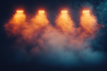 Fototapeta premium Lights shine through mist creating an ethereal scene with illumination