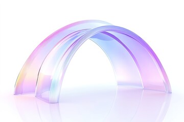 Transparent iridescent arch on white background