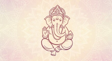 Elegant Ganesha motif with mandala pattern in the background