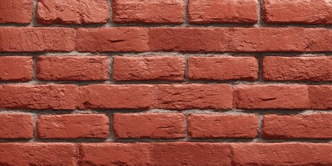 Obraz premium A close-up shot of a textured brick wall, showcasing a uniform reddish-brown hue and visible mortar