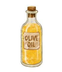 Olive Oil Bottle – Watercolor Clipart of Hand Painted Cooking Ingredient