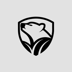 Polar Bear Shield Logo Design: Vector Illustration Graphic