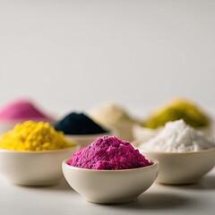 Colorful Spice Powders in Small Bowls