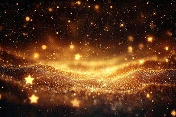 Golden particles shine and create a magical effect with festive vibes