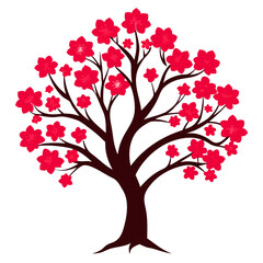 Obraz premium Redbud tree Silhouette Vector art on white background