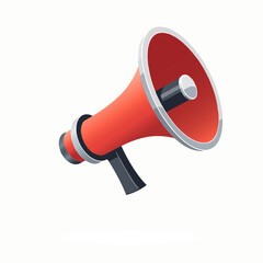 Megaphone with red and white accents isolated on white background, symbolizing communication and announcement