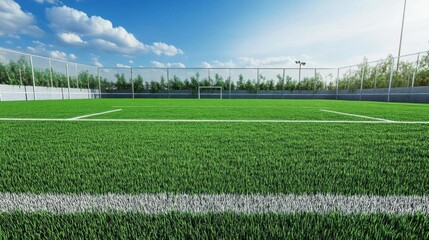 Green Field Ready for a Game with Blue Sky Day and Peaceful Landscape