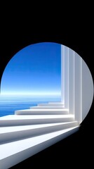 Concentric Chevron Rings Steps Leading to Ocean View