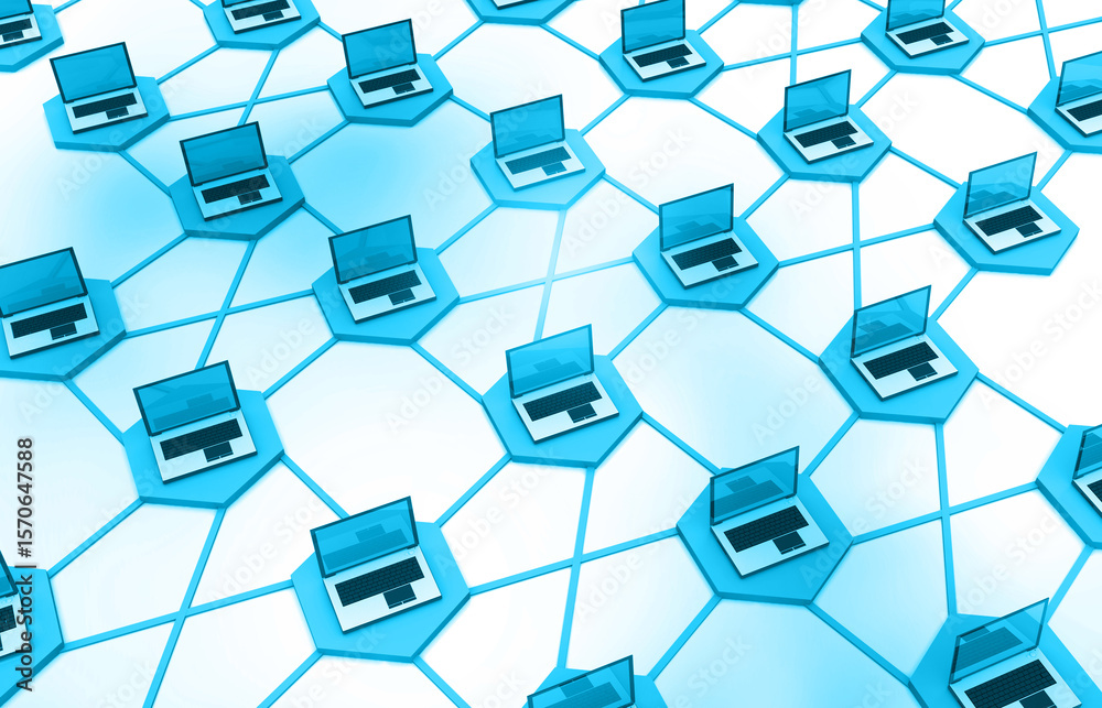 Fototapete computer networking concept. 3d illustration