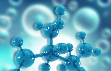 Atom molecule abstract scientific background. 3d illustration