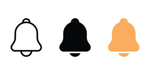 Bell Notification Icons Set. Outline, Solid, and Flat Style Vector Pack
