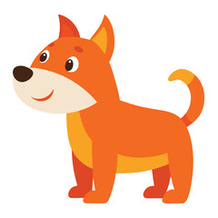 Obraz premium Cute cartoon orange dog with a happy expression on a white background