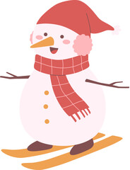 Happy Snowman Skiing

