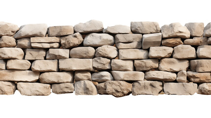 A close up of a wall made of light colored stones stacked in an even pattern with transparent background