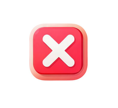 Cross mark red button - PNG