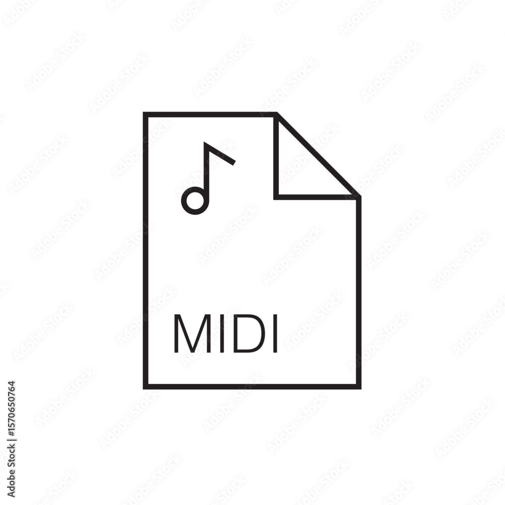 Fototapete midi file extension icon outline editable stroke eps 