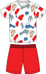 boys t shirt with shorts all over print pattern illustrations vector art