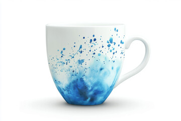Blue glass cup with coffee isolated on white background