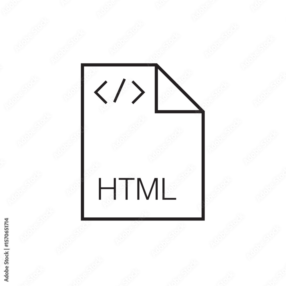 Poster html file extension icon outline editable stroke eps