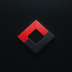 Abstract Geometry, Red and black shapes Interlock on dark backdrop concept.