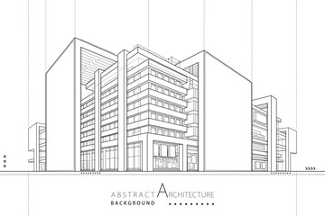 A 3D illustration of an abstract modern urban building featuring imaginative architectural construction designs.

