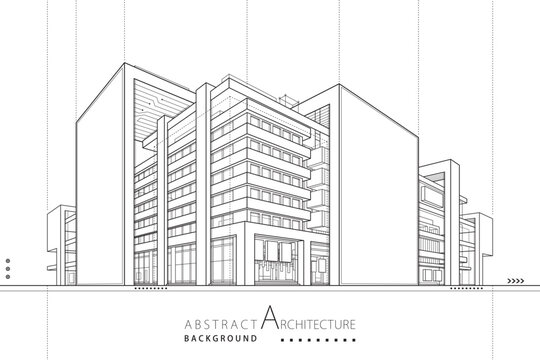 A 3D illustration of an abstract modern urban building featuring imaginative architectural construction designs.
