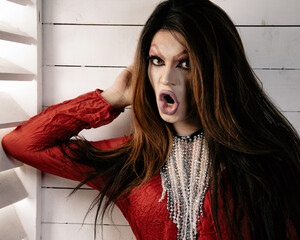 Drag queen after work in a nightclub.