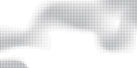Soft Pixelated Halftone Gradient with Fading Dots on White Space Layout.