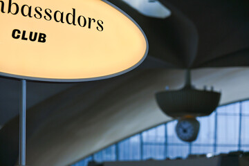 Ambassadors Club Sign in Retro Airport Terminal Interior