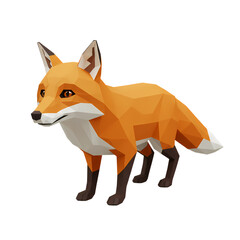 Obraz premium Low-Poly Red Fox: 3D Model Render