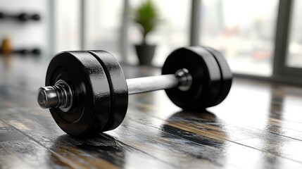 Modern fitness equipment resting on a hardwood floor.