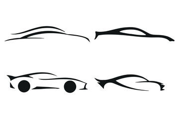 Minimalist Car Silhouette Logo Set – Abstract Automotive Line Art Design