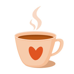 Cute Coffee Cup with Warming Hot Drink Vector Illustration