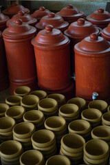 clay pots in the market