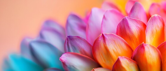 Fototapeta premium Colorful floral closeup with vibrant hues, macro lens capturing fine petal details in bright natural light