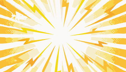 Fototapeta premium Lightning power cartoon vector background. Thunder bold abstract burst with halftone effect and speed lines. Comic book design template for poster. Explosion boom bright.action, blast, book, boom, 