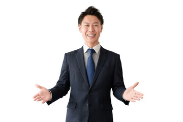 笑顔の男性ビジネスマン（背景透過PNG）