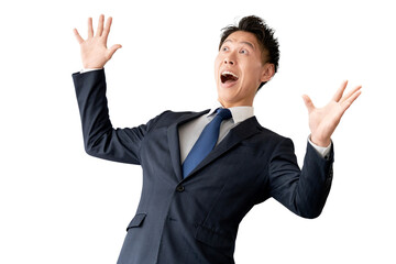 驚く男性ビジネスマン（背景透過PNG）